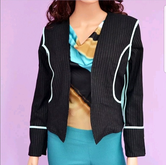 Sleeveless Stripe Draped Neck Blouse Top - Picture 3 of 8